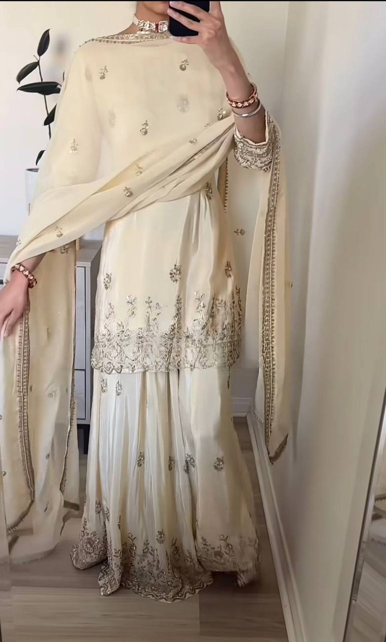 The Cinematic Cream Embellished Suit